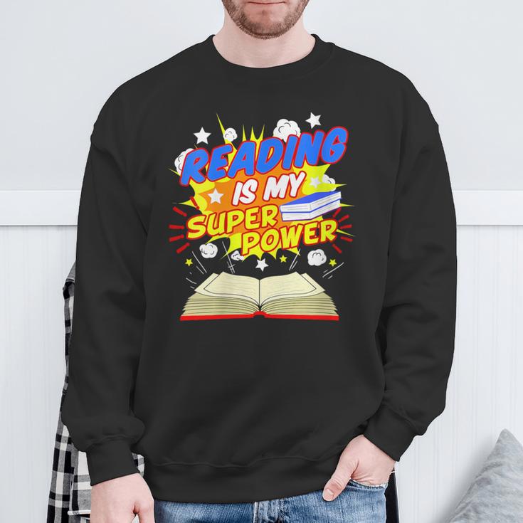 Reading Is My Superpower Comic Book Sweatshirt Gifts for Old Men