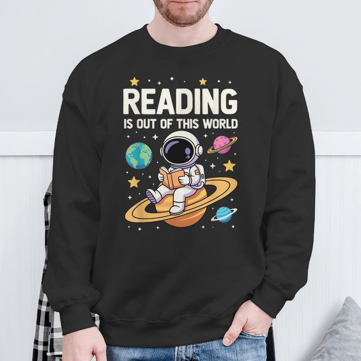 Reading Is Out Of This World Cute Astronaut Books Lover Sweatshirt Gifts for Old Men