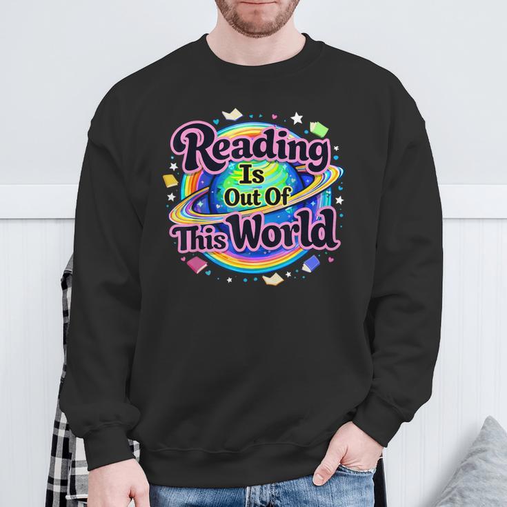 Reading Is Out Of This World Space Books Lover Kid Boy Sweatshirt Gifts for Old Men