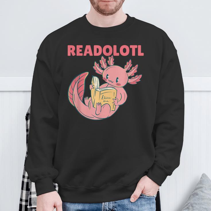 Readolotl An Axolotl That Read Many Books Axolotl Sweatshirt Gifts for Old Men