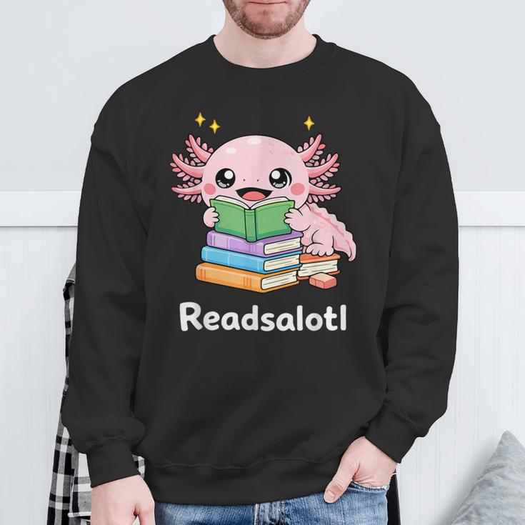 Readsalotl Axolotl Book Reading Sweatshirt Gifts for Old Men