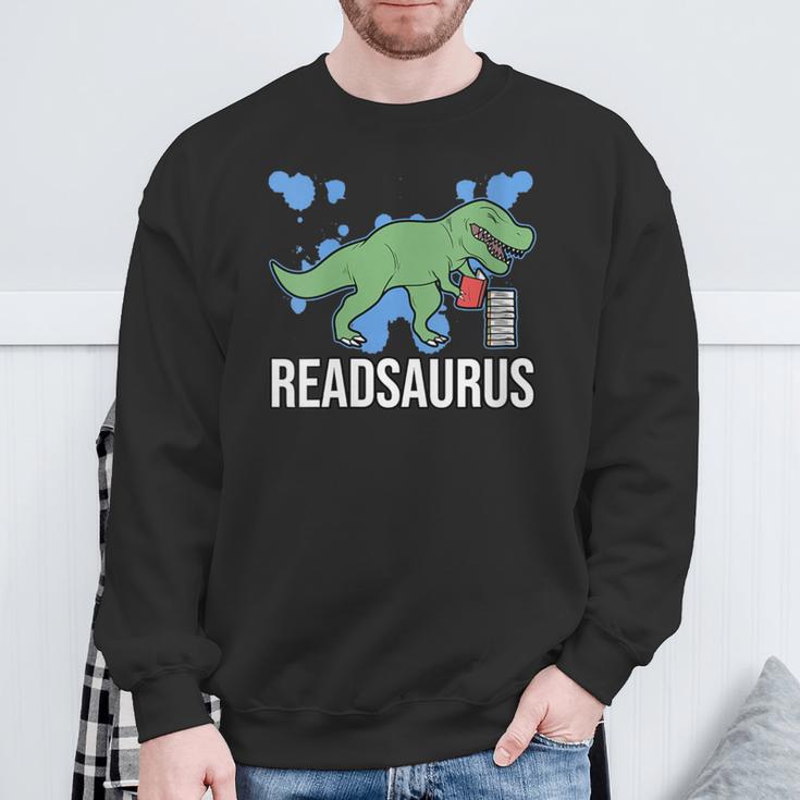 Readsaurus Reader Book Tyrannosaurus T-Rex Dinosaur Jurassic Sweatshirt Gifts for Old Men