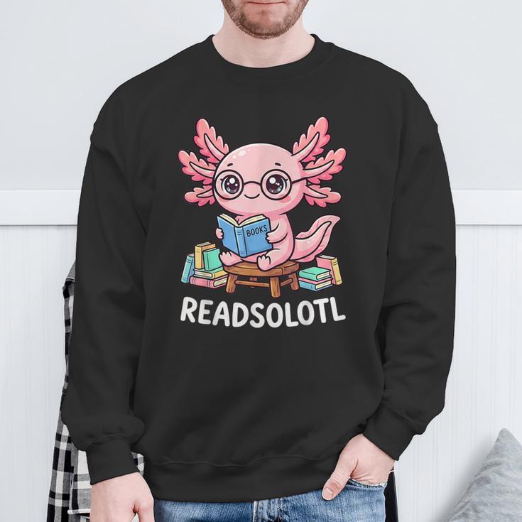 Readsolotl Axolotl Read Books Reading Book Lover Kids Sweatshirt Gifts for Old Men
