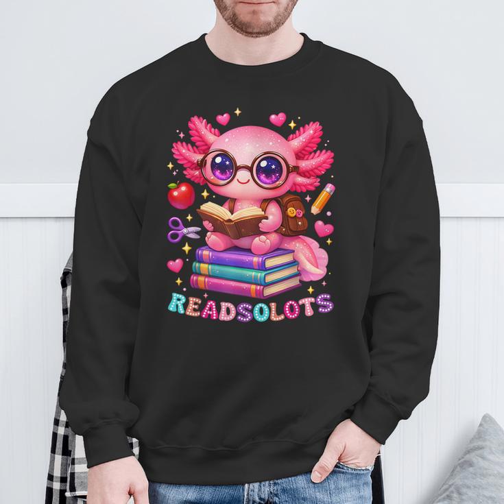 Readsolotl Axolotl Reading Book Lover Teacher Kids Sweatshirt Gifts for Old Men