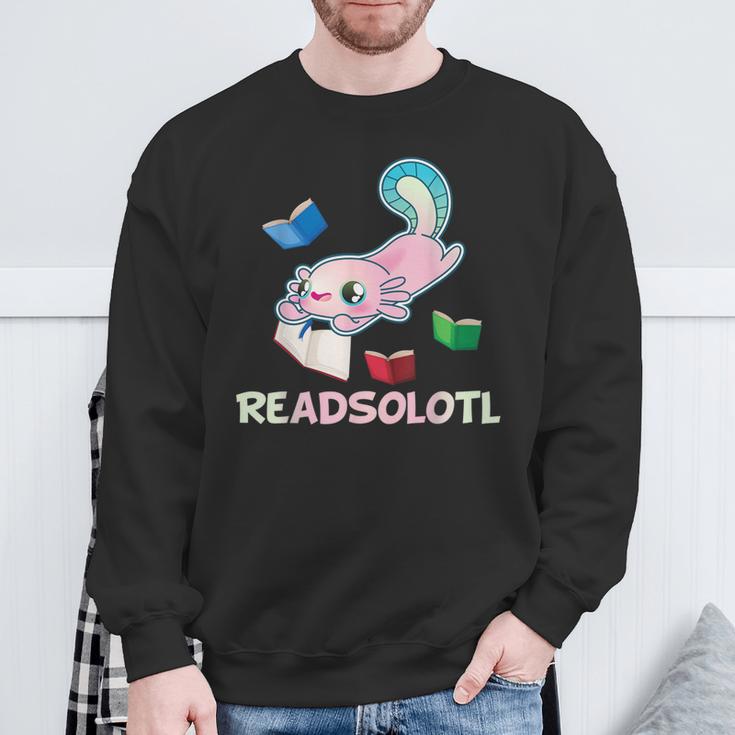 Readsolotl Axolotls Funny Kids Reading Fish Books Lizard Sweatshirt Gifts for Old Men