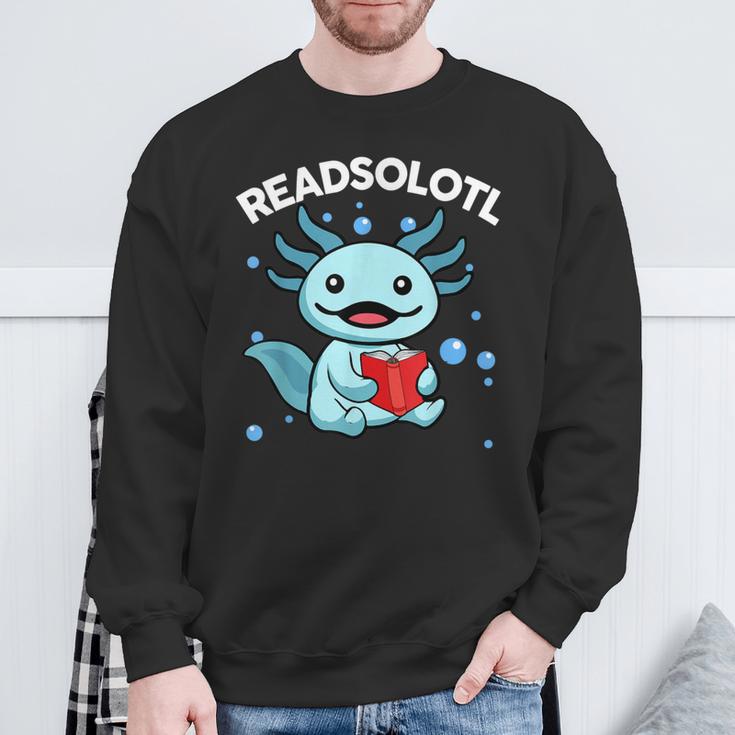 Readsolotl Cute Axolotl Read Book Ambystoma Mexicanum Kids Sweatshirt Gifts for Old Men