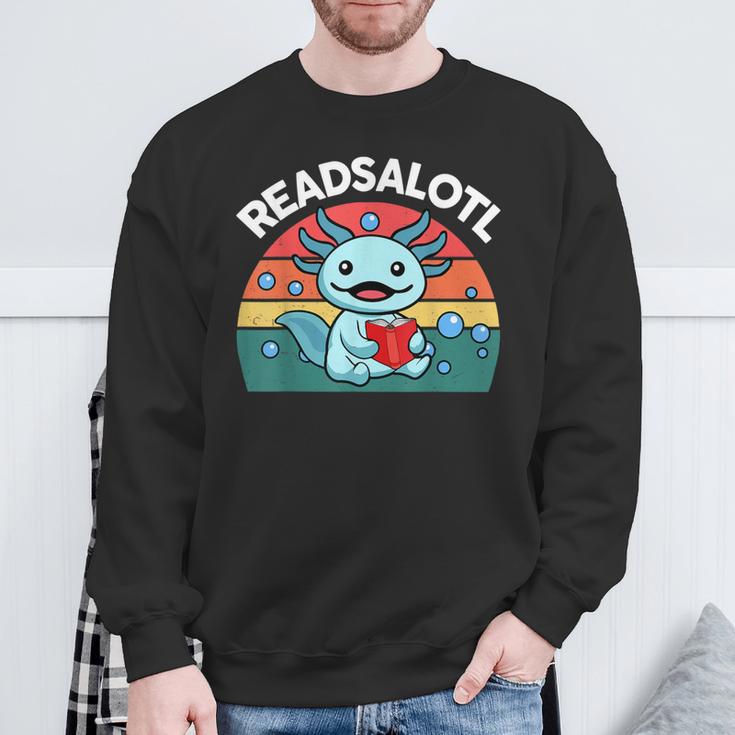 Readsolotl Read Book Axolotl Shirt Salamander Boys Girl Kids Sweatshirt Gifts for Old Men Readsolotl Read Book Axolotl Shirt Salamander Boys Girl Kids Sweatshirt Gifts for Old Men