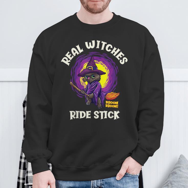 Real Witches Ridetick 面白い 黒猫 ハロウィン スウェットシャツ 高齢者への贈り物