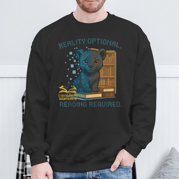 Reality Optional Reading Required Gamer Panther Book Sweatshirt Gifts for Old Men