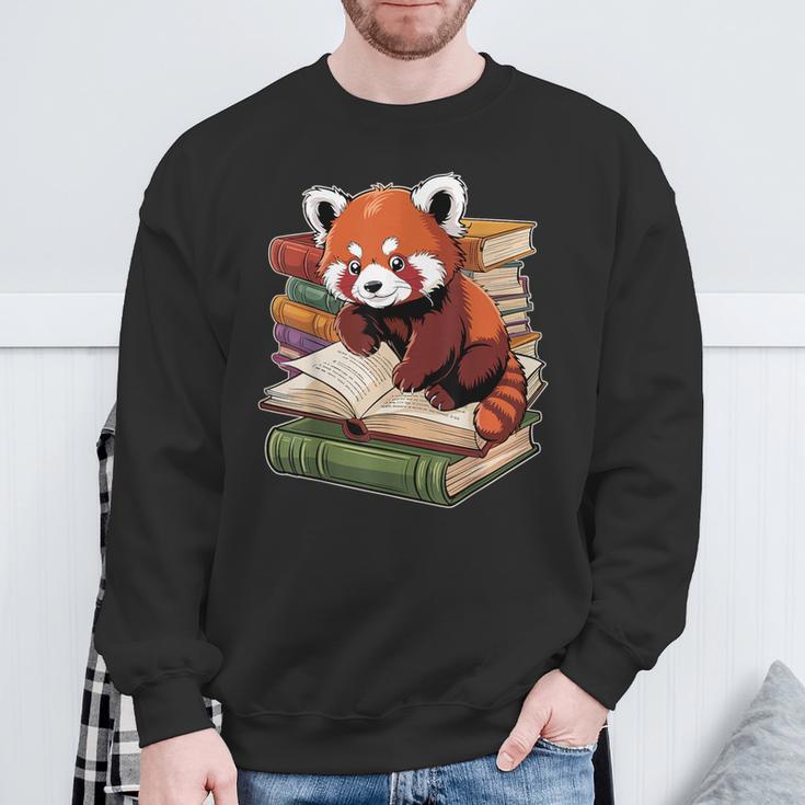 Red Panda Reading Book Animal Bookworm Sweatshirt Gifts for Old Men