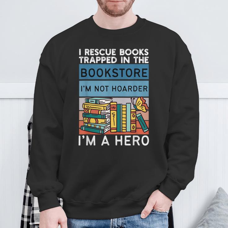 I Rescue Books And Trapped In The Bookstore Retro Bookreader Sweatshirt Gifts for Old Men