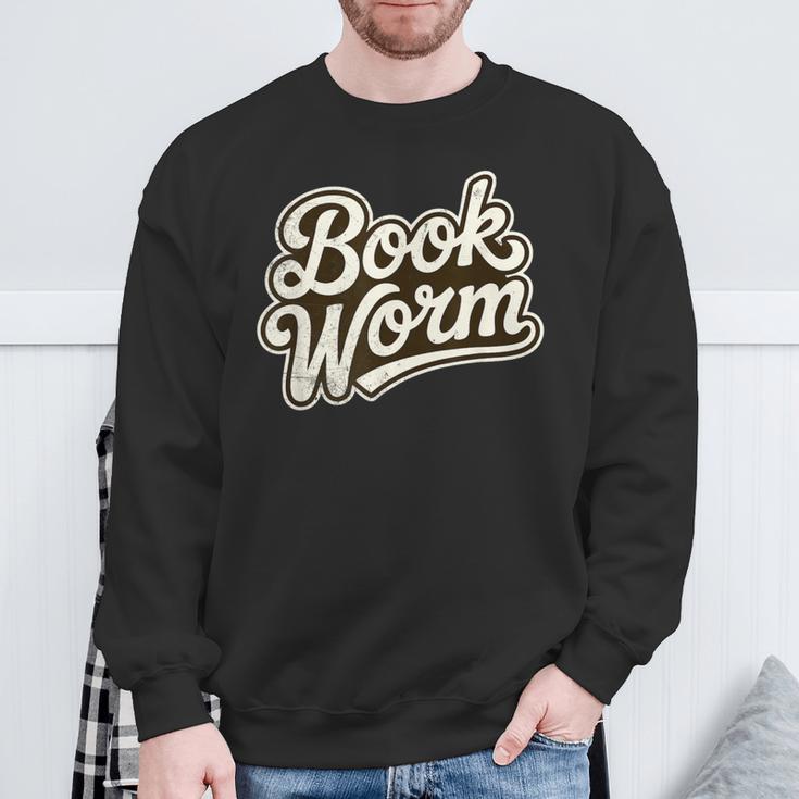 Retro Book Worm Reading For Book Lovers Sweatshirt Gifts for Old Men
