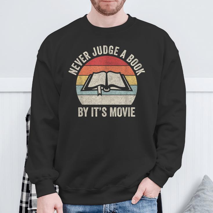 Retro Never Judge A Book By Its Movie Shirt Book Reader Sweatshirt Gifts for Old Men Retro Never Judge A Book By Its Movie Shirt Book Reader Sweatshirt Gifts for Old Men