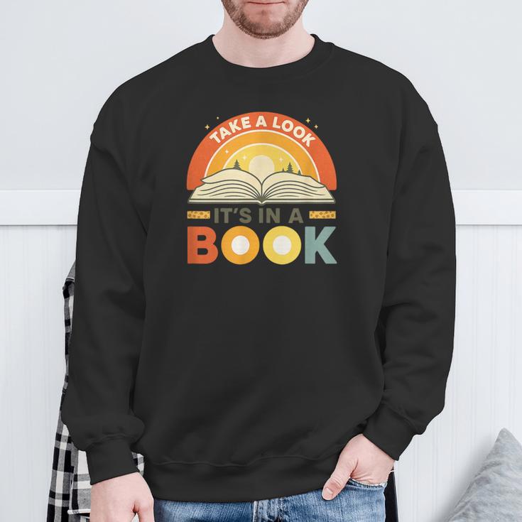 Retro Open Book Rainbow Reading Graphic Sweatshirt Gifts for Old Men