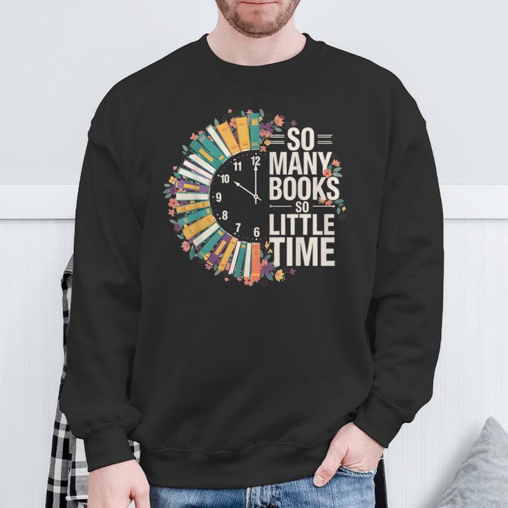 Retro So Many Books Little Time Book Clock Reading Sweatshirt Gifts for Old Men