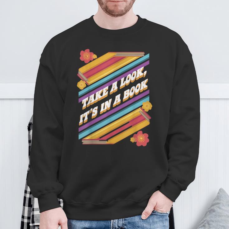 Retro Style Take a Look It's In a Book Sweatshirt Gifts for Old Men
