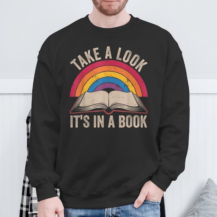Retro Vintage Rainbow Take a Look It’s In a Book Reading Sweatshirt Gifts for Old Men Retro Vintage Rainbow Take a Look It’s In a Book Reading Sweatshirt Gifts for Old Men