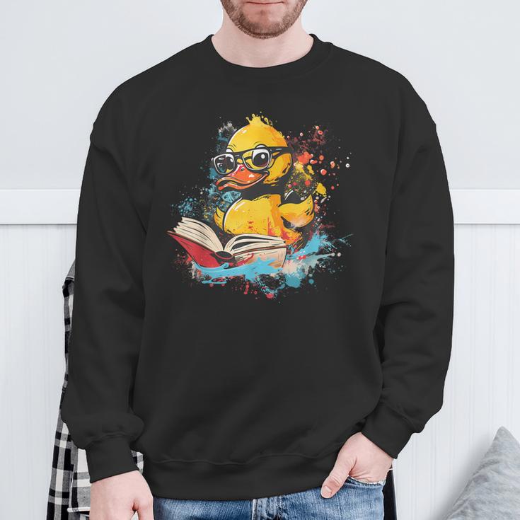 Rubber Duck Reading Book Rubber Duckie Rubber Duckling Sweatshirt Gifts for Old Men