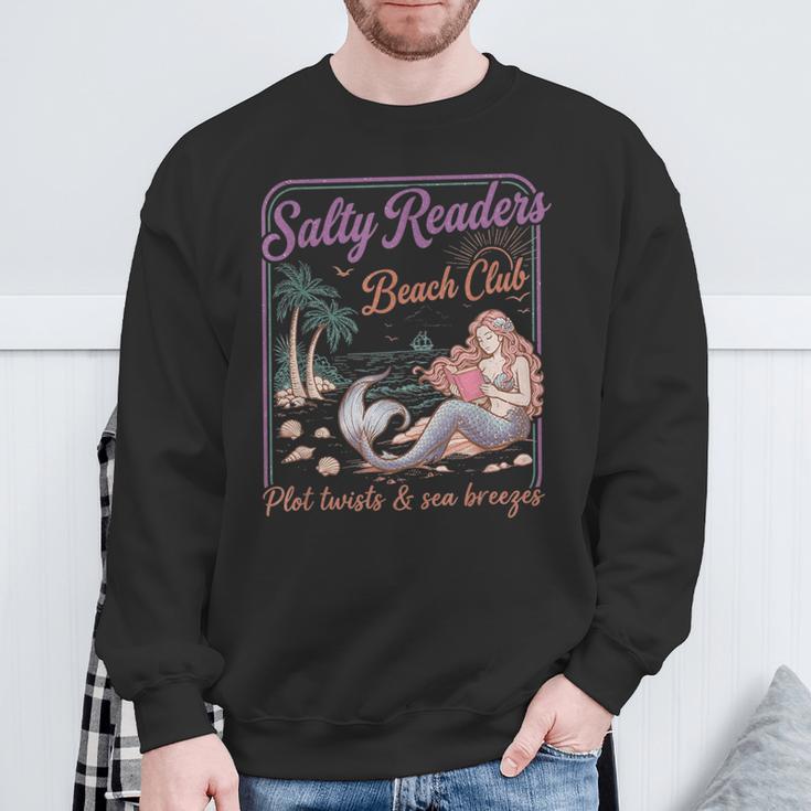 Salty Readers Beach Club Books Plot Twists & Sea Breezes Sweatshirt Gifts for Old Men