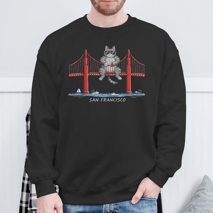 San Francisco Cat Golden Gate Bridge Iced Coffee Book Lover Sweatshirt Gifts for Old Men San Francisco Cat Golden Gate Bridge Iced Coffee Book Lover Sweatshirt Gifts for Old Men