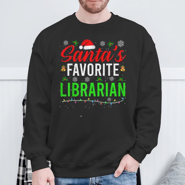 Santa's Favorite Librarian Cute Book Lover Christmas Sweatshirt Gifts for Old Men