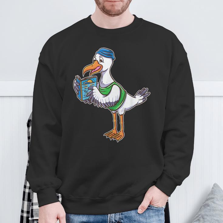 Seagull Reading Book Librarian Sweatshirt Gifts for Old Men