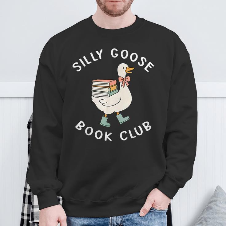 Silly Goose Book Club Bookish Reader Bookworm Reading Sweatshirt Gifts for Old Men