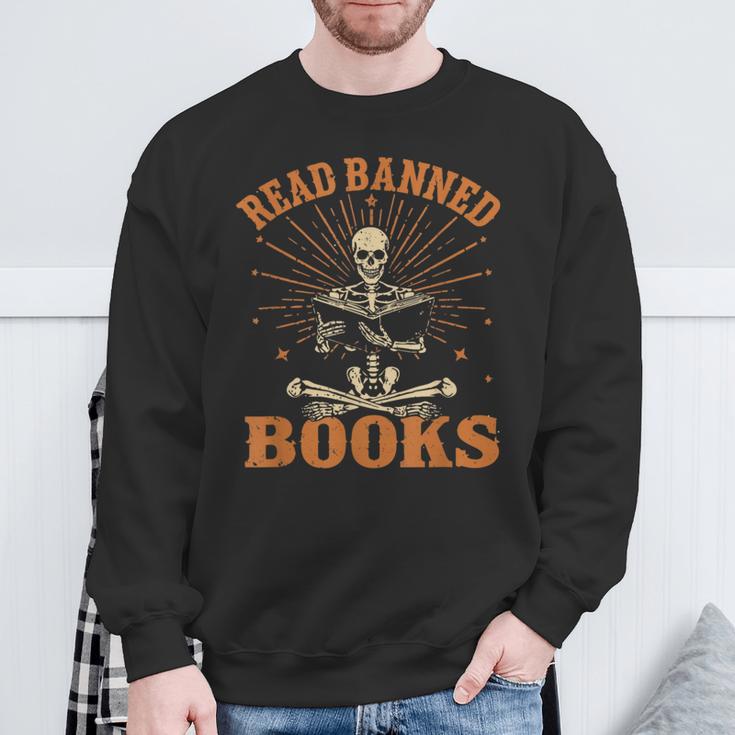 Skeleton Read Banned Books Gain Forbidden Knowledge Sweatshirt Gifts for Old Men Skeleton Read Banned Books Gain Forbidden Knowledge Sweatshirt Gifts for Old Men