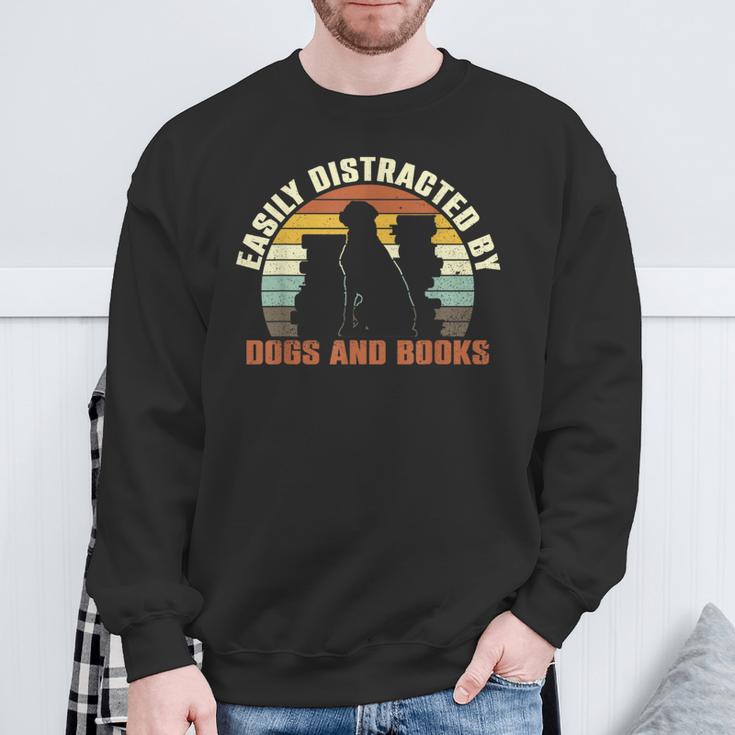 Slightly Distracted From Dogs And Books Retro Vintage Sweatshirt Gifts for Old Men Slightly Distracted From Dogs And Books Retro Vintage Sweatshirt Gifts for Old Men