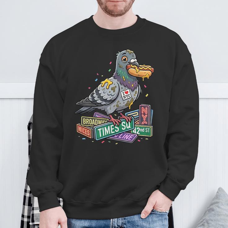 Smart Pigeon Sitting On Book Stack Sweatshirt Gifts for Old Men