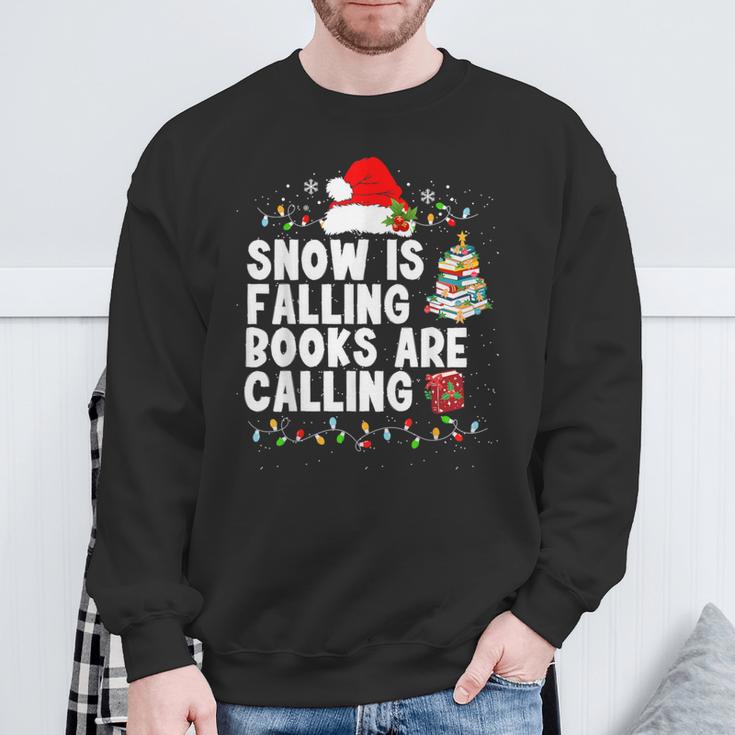 Snow Is Falling Books Are Calling Sweatshirt Gifts for Old Men