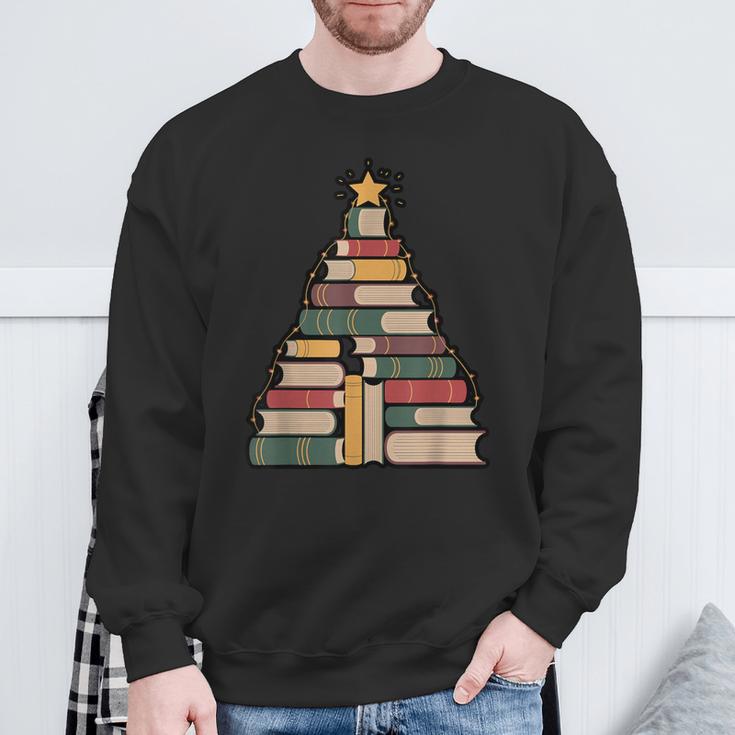 Snowy Book Tree Christmas For Readers And Librarians Sweatshirt Gifts for Old Men