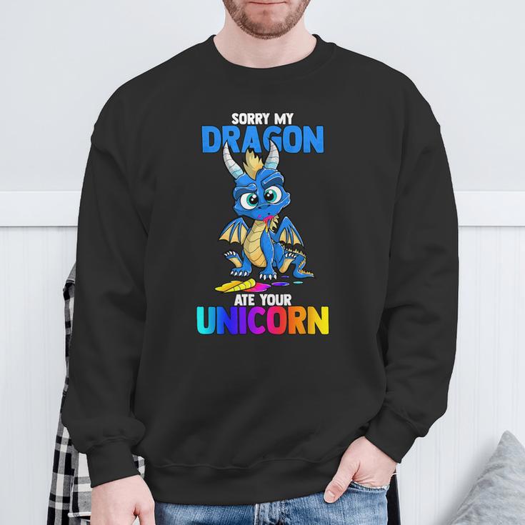 Sorry My Dragon Ate Your Unicorn Cute Book Lover Sweatshirt Gifts for Old Men