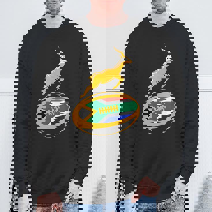 Springbok ラグビーボール & 南アフリカ国旗 メンズ レディース キッズ スウェットシャツ 高齢者への贈り物