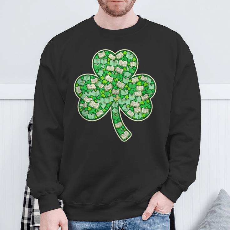 St Patricks Day Bookworm Shamrock Book Lover Sweatshirt Gifts for Old Men