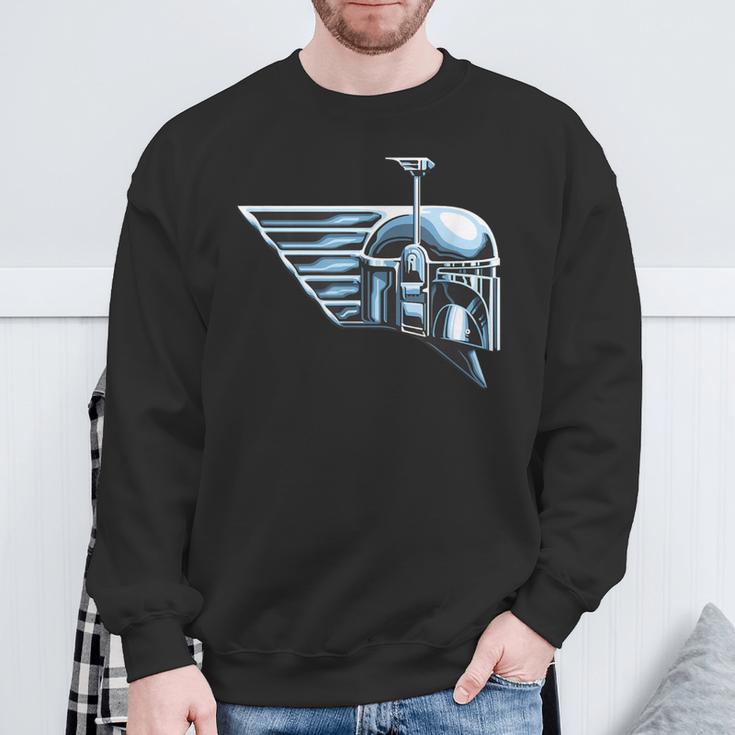 Star Wars The Book Of Boba Fett Chrome Helmet Logo Sweatshirt Gifts for Old Men