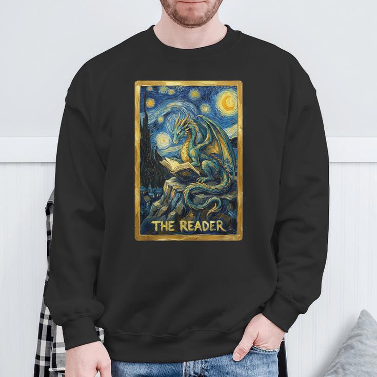 Starry Dragon Reading Book The Reader Fantasy Reader Sweatshirt Gifts for Old Men