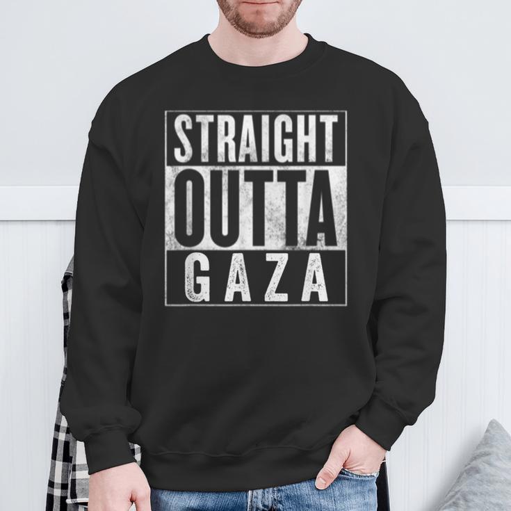 Straight Outta Gaza 反戦 Nakba 抗議 パレスチナ人ヒューマス スウェットシャツ 高齢者への贈り物