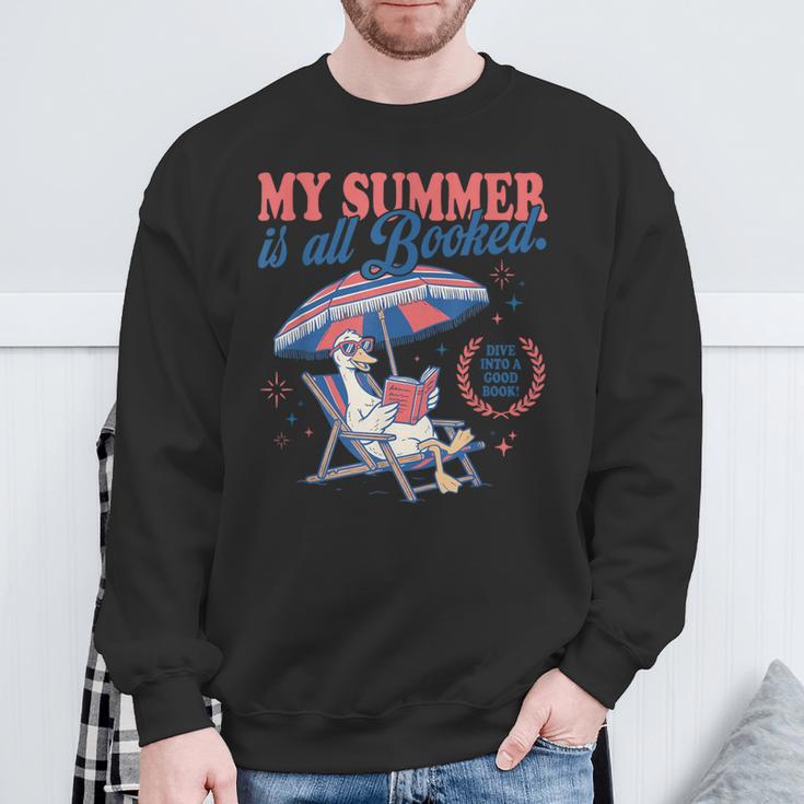 My Summer Is All Booked Silly-Goose Reading Book Bookish Sweatshirt Gifts for Old Men