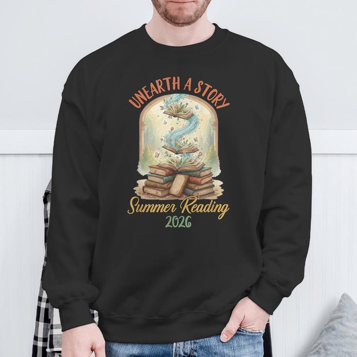 Summer Reading 2026 Book Aesthetic Library Unearth a Story Sweatshirt Gifts for Old Men