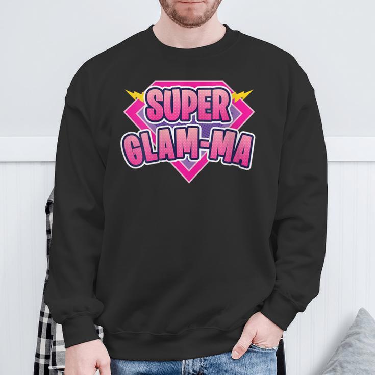 Super Glam-Ma Superhero Grandmother Comic Book Sweatshirt Gifts for Old Men