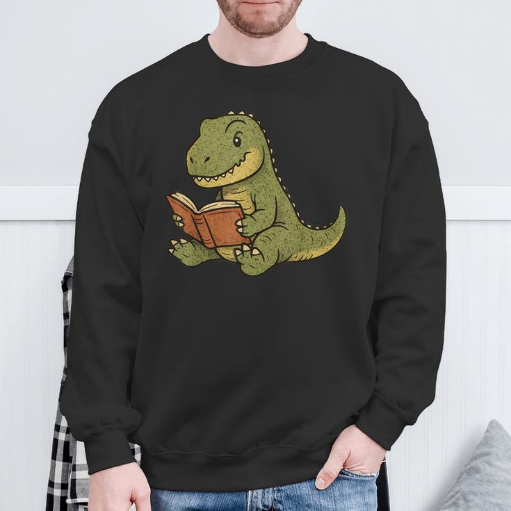 T-Rex Dinosaur Reading Book Nerd Sweatshirt Gifts for Old Men T-Rex Dinosaur Reading Book Nerd Sweatshirt Gifts for Old Men