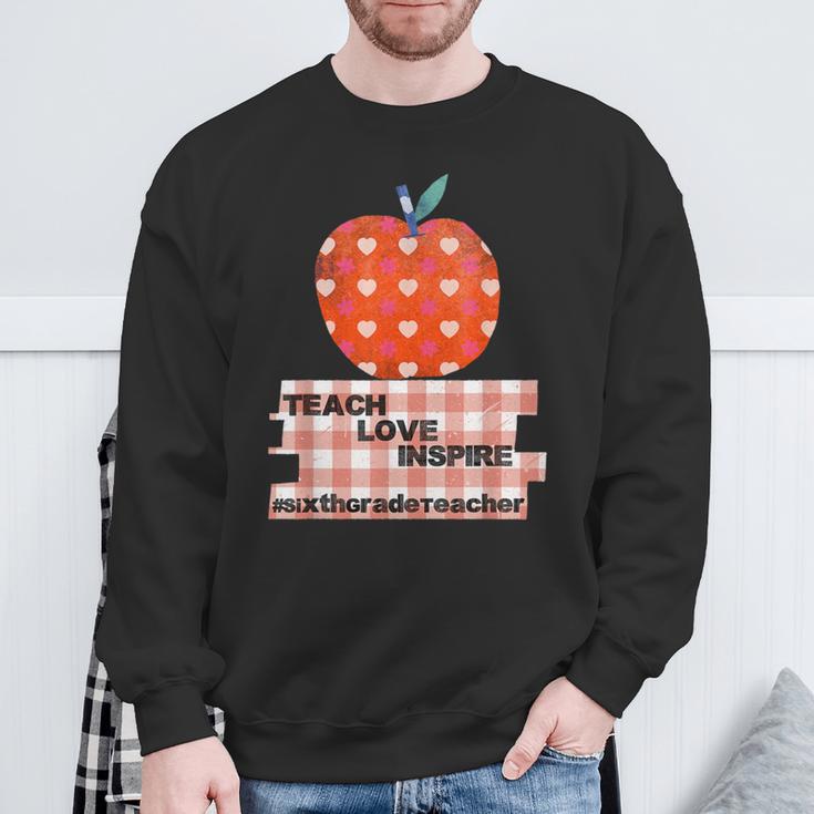 Teach Love Inspire Valentines Day Book 6th Grade Teacher Sweatshirt Gifts for Old Men