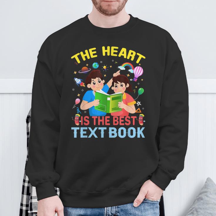 Teacher Heart Text Book For Men Women Sweatshirt Gifts for Old Men