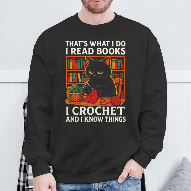 That's What I DO I Read Books Crochet Cat Sweatshirt Gifts for Old Men