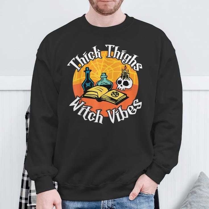 Thick Thighs Witch Vibes Spell Book And Potions Sweatshirt Gifts for Old Men