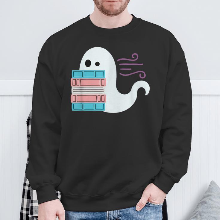 Threadless Grey Sky Chai Trans Book Pride Ghost Graphic Sweatshirt Gifts for Old Men