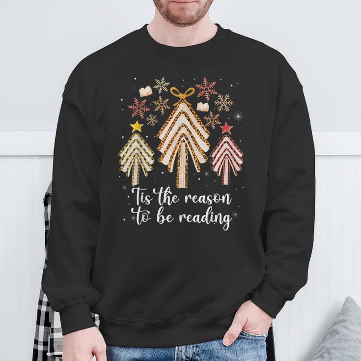 Tis The Season To Be Reading Books Christmas Tree Book Lover Sweatshirt Gifts for Old Men