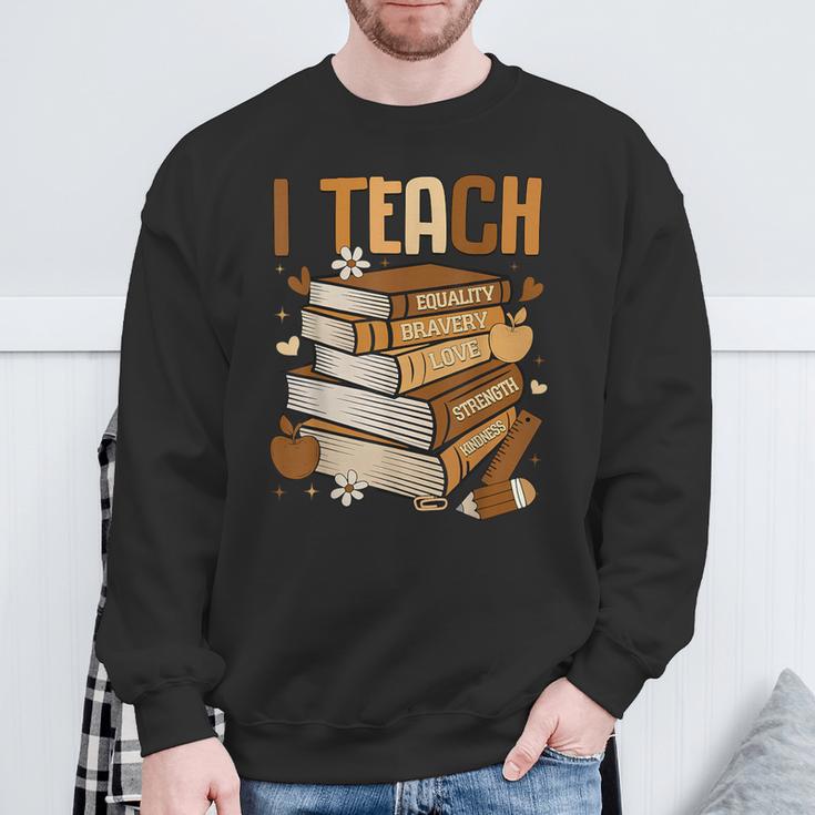 History Month I Teach Melanin Book Black Teacher Sweatshirt Gifts for Old Men
