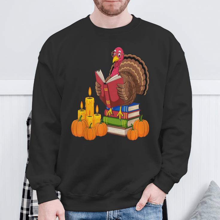 Turkey Reading Books Fall Thanksgiving Teacher Book Sweatshirt Gifts for Old Men Turkey Reading Books Fall Thanksgiving Teacher Book Sweatshirt Gifts for Old Men